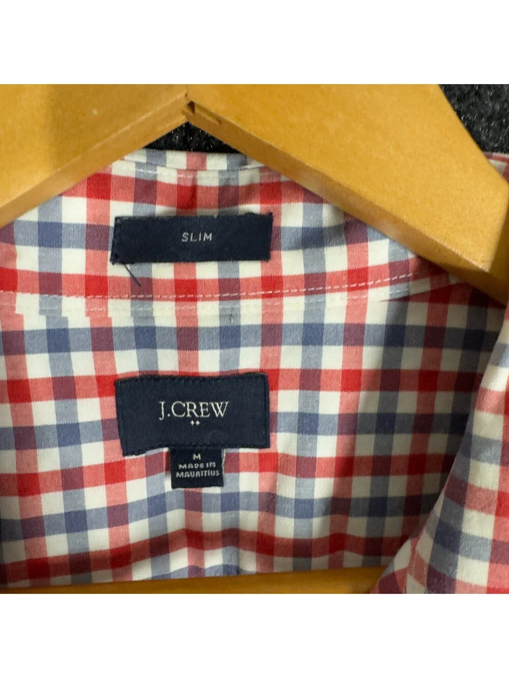 J. Crew Shirt Men M Medium Red Plaid Button Up Collared Long Sleeve Cotton Slim